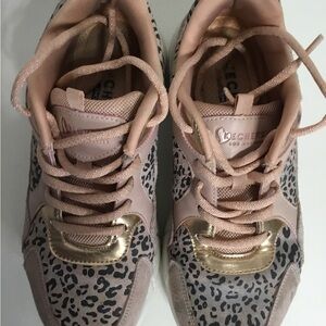 Skechers Memory Foam Women’s Pink Leopard Print Lace-Up Sneakers